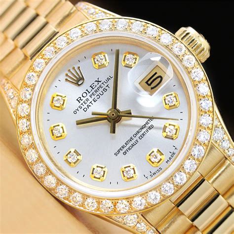 ladies diamond rolex watch|ladies rolex with diamond bezel.